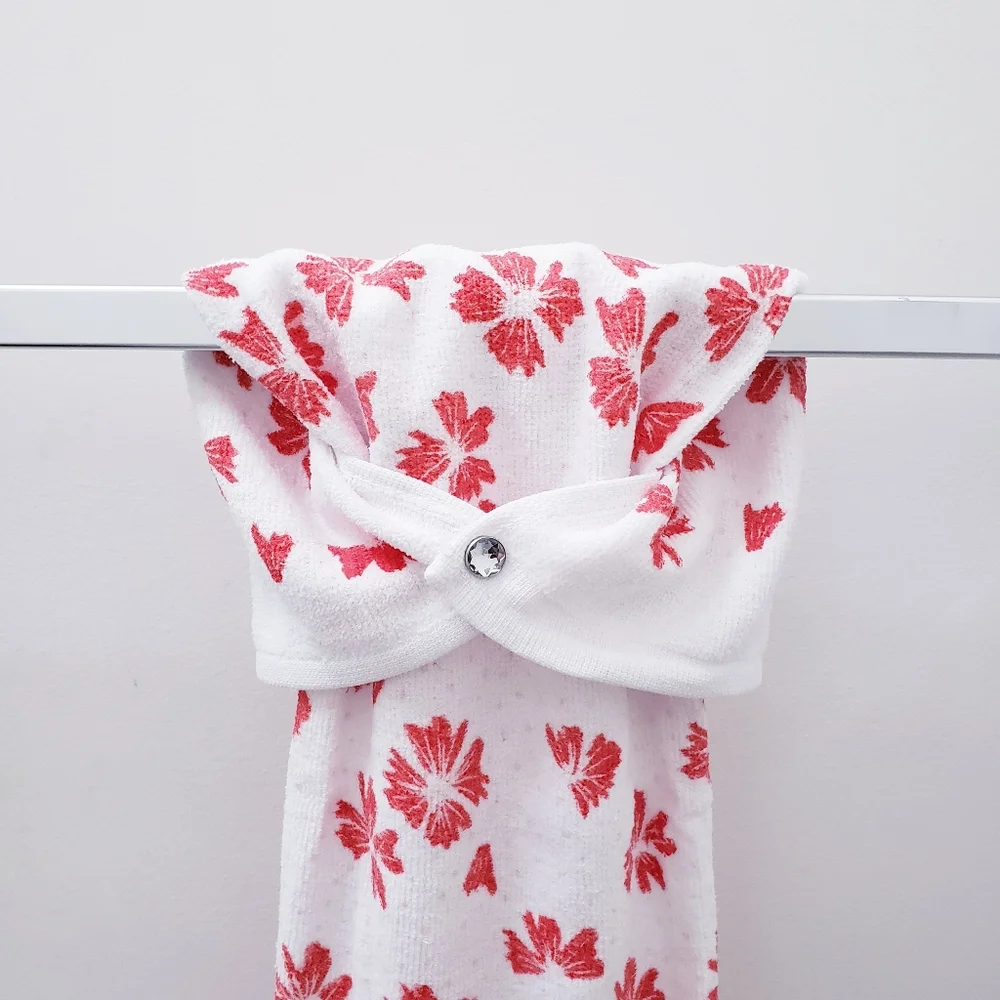 #9037-D ■NEW! FLORAL Hang'N'Snap Hand Towel🤍Select Plastic snap🤍